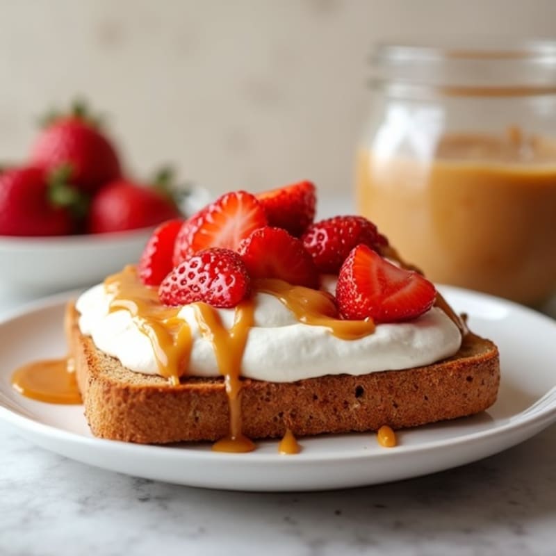Peanut Butter and Whipped Protein Yogurt Toast with Fresh Fruit