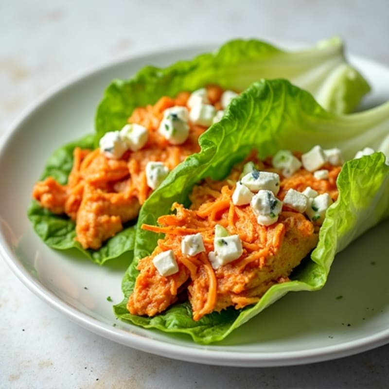 Creamy Buffalo Chicken Lettuce Wraps with Crunchy Celery