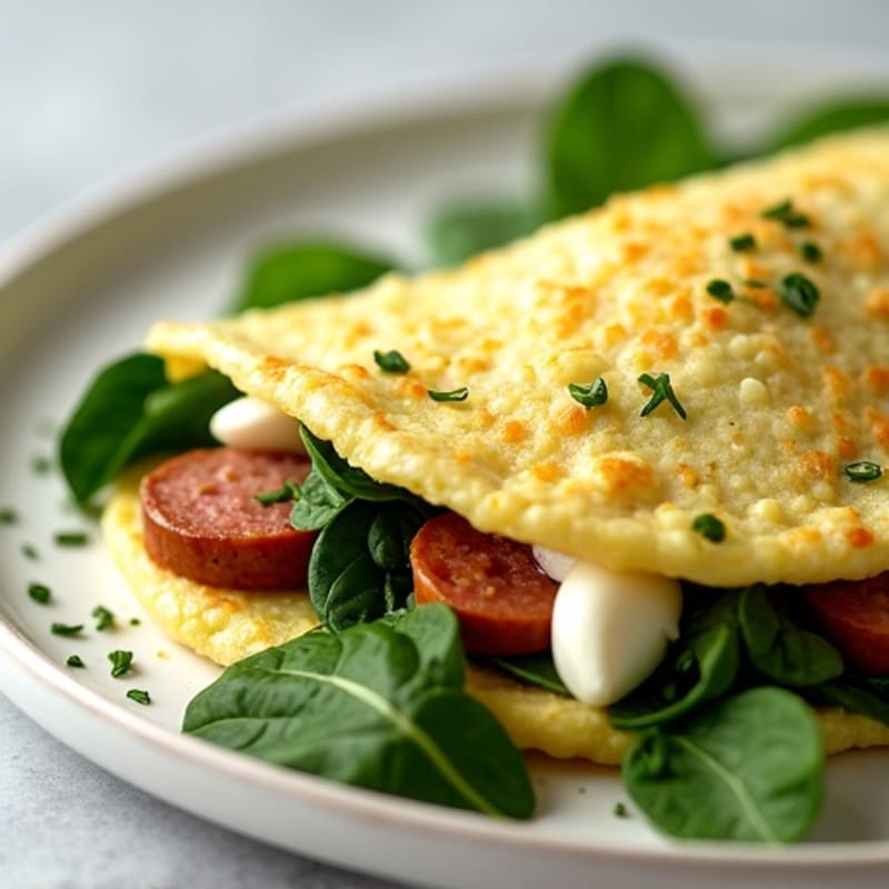 Egg White Omelet with Spinach and Turkey Sausage
