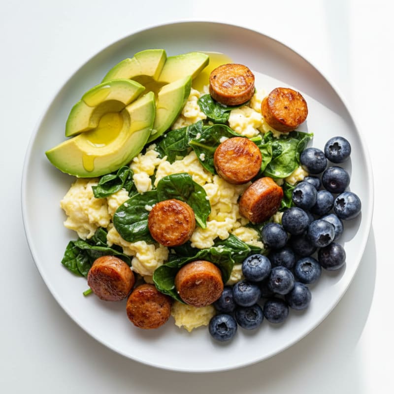 Chicken Sausage and Spinach Egg White Scramble