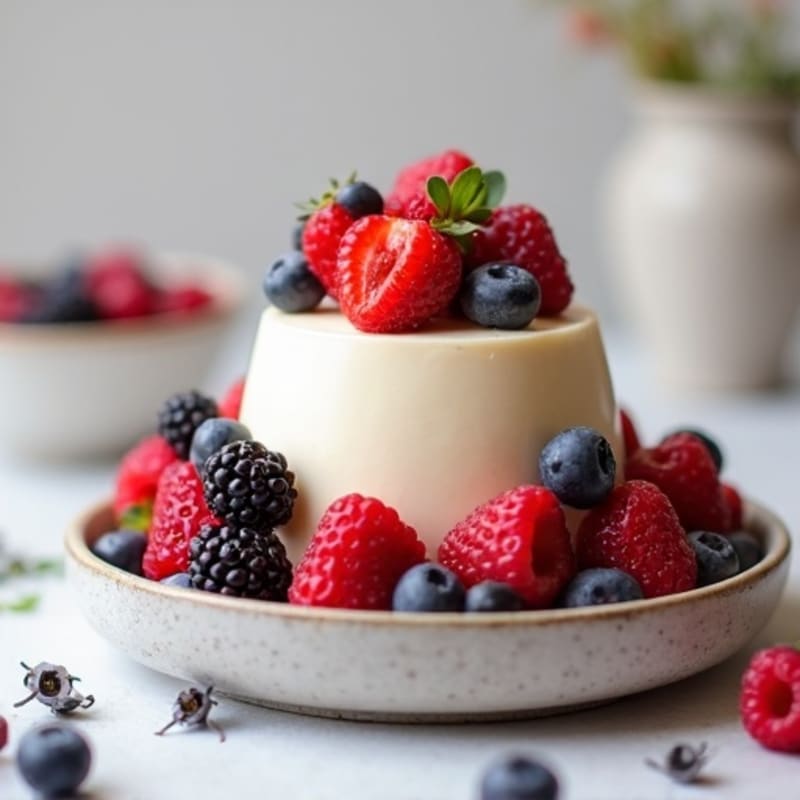 Silky Tofu Protein Pudding with Mixed Berries