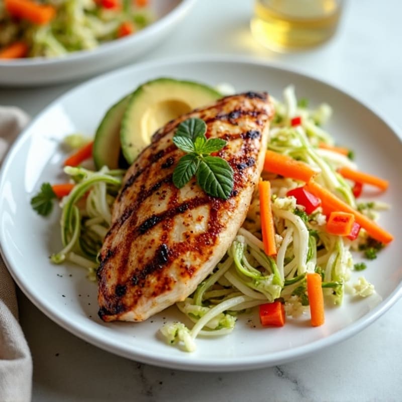 Grilled Chicken Breast with Crunchy Vegetable Slaw