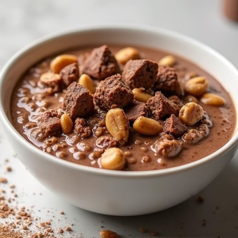 Creamy Chocolate Peanut Butter Protein Oatmeal