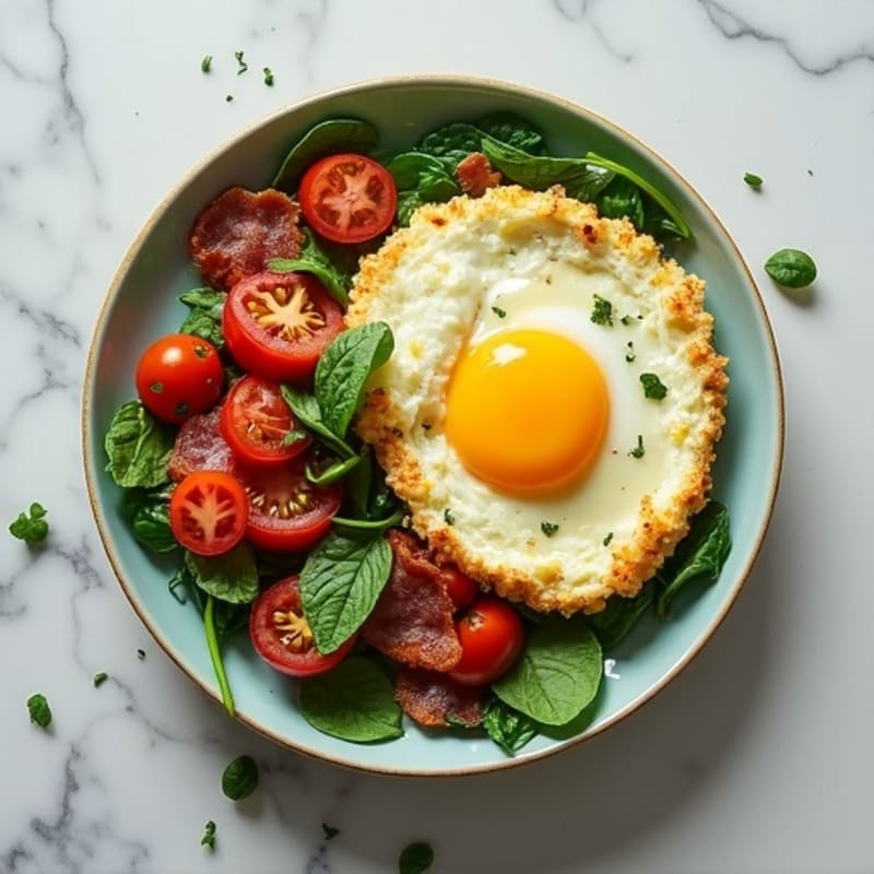 Crispy Turkey Bacon and Egg White Scramble with Spinach