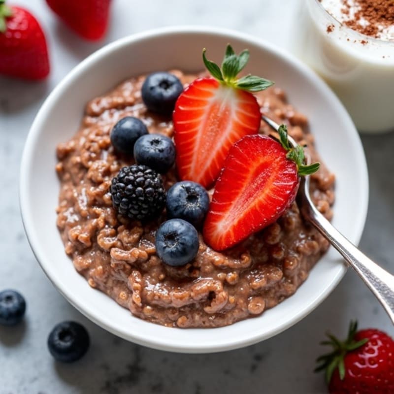 Creamy Chocolate Protein Oatmeal with Berries