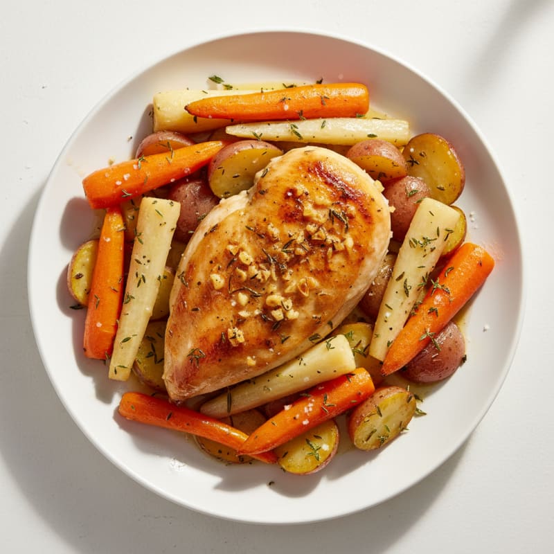 Garlic Herb Roasted Chicken with Root Vegetables