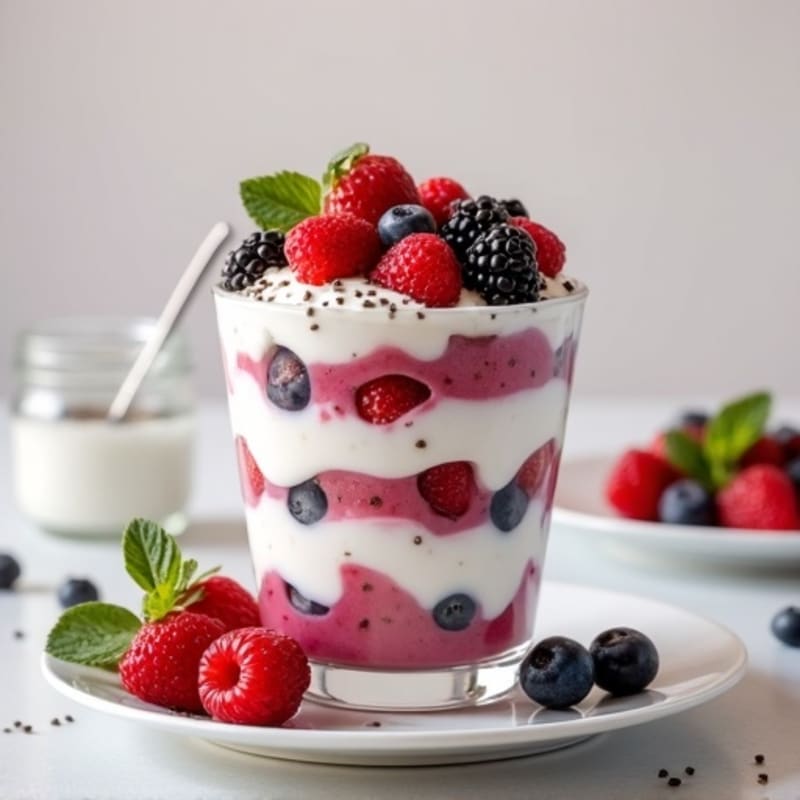 Greek Yogurt Protein Parfait with Mixed Berries