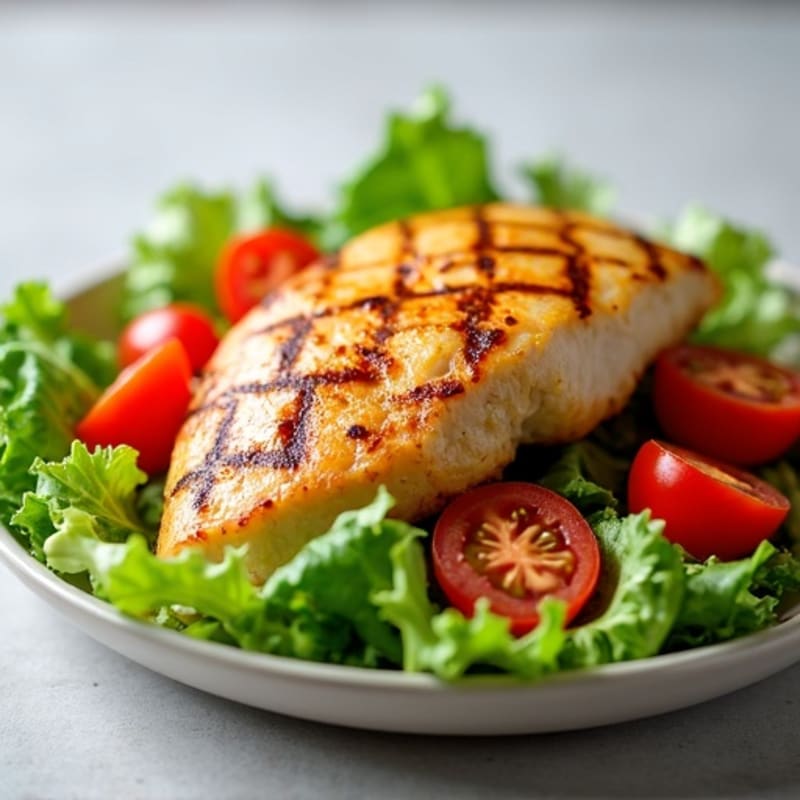 Grilled Chicken Breast with Crisp Romaine and Cherry Tomatoes