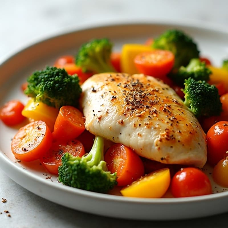 Sheet Pan Chicken with Roasted Carrots, Peppers, and Broccoli