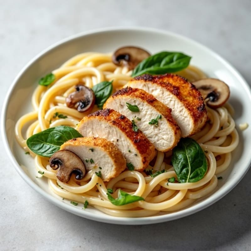 Healthy Creamy Truffle Mushroom Pasta