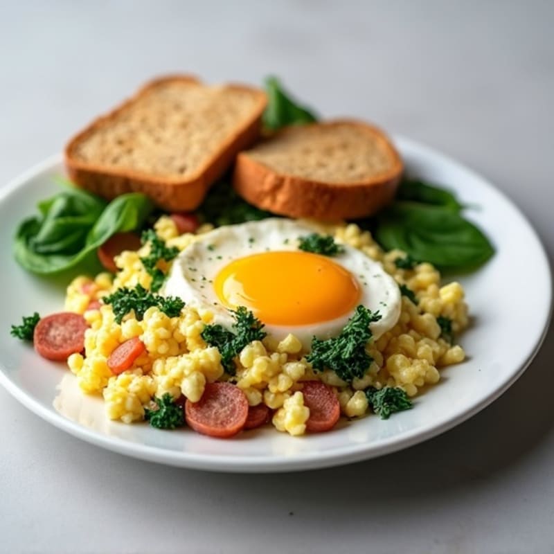 Egg White Scramble with Spinach and Turkey Sausage