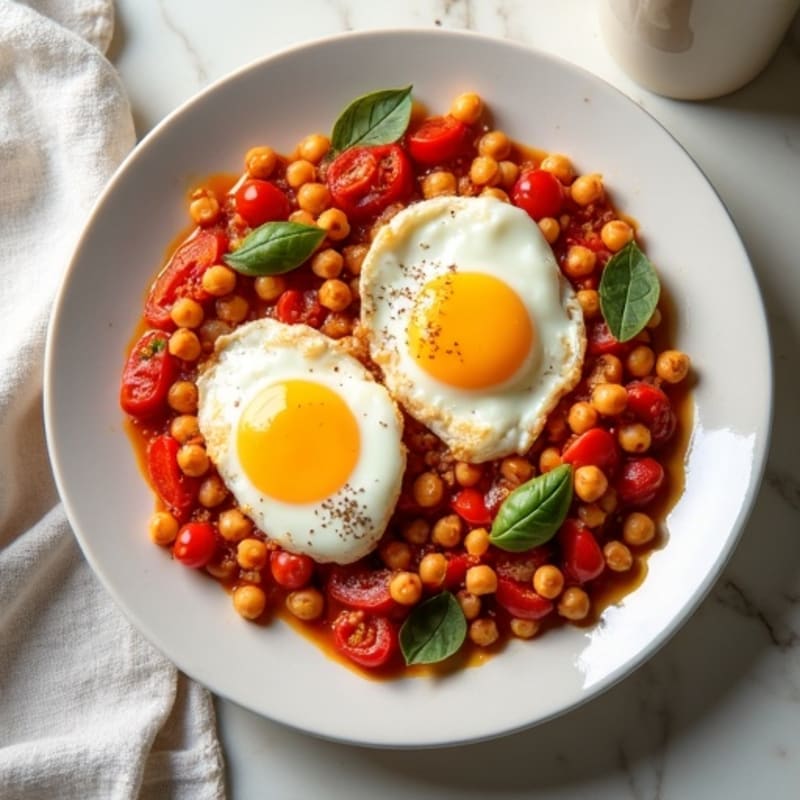 Spiced Tomato Poached Eggs with Bell Peppers