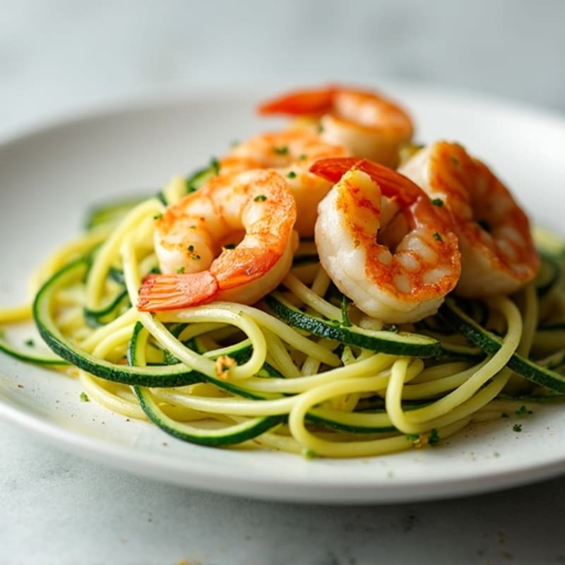 Pan-Seared Garlic Butter Shrimp with Zucchini Noodles