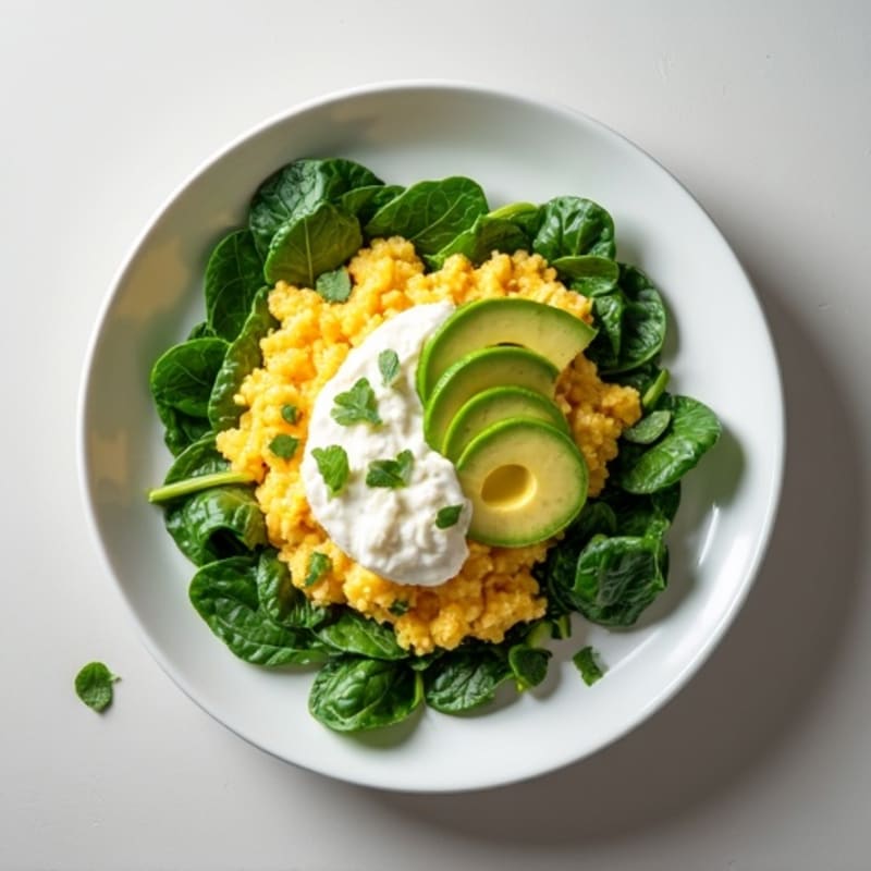 Egg White and Cottage Cheese Scramble with Spinach