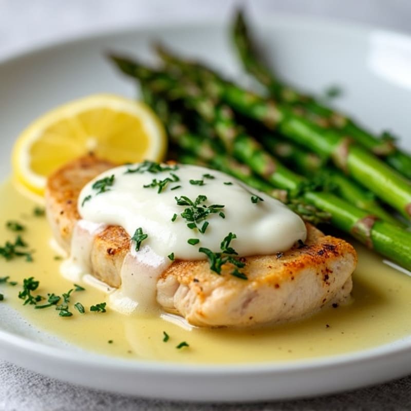Creamy Lemon Herb Chicken with Roasted Asparagus