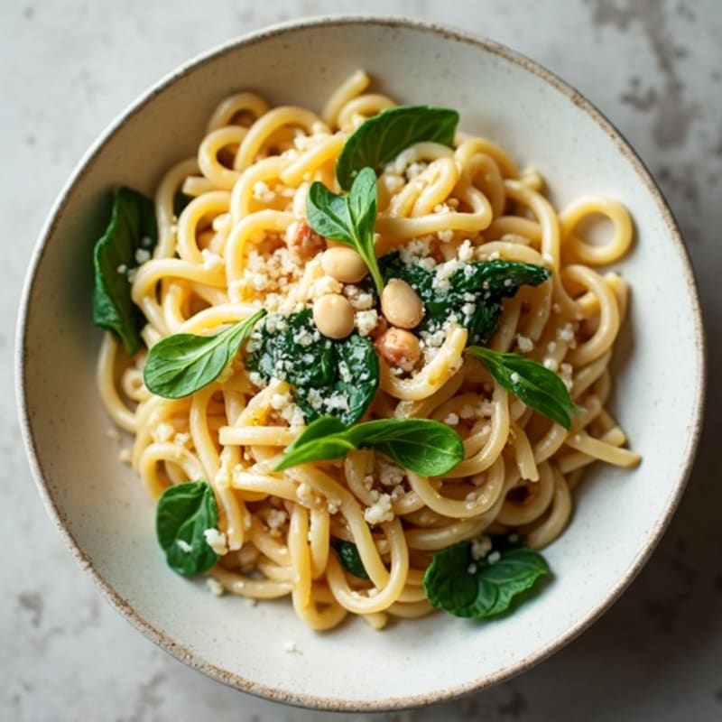 Creamy Cashew Alfredo Pasta with Fresh Spinach