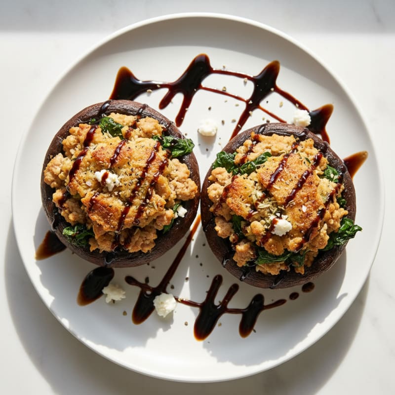 Herb-Stuffed Portobello Mushrooms with Balsamic Glaze