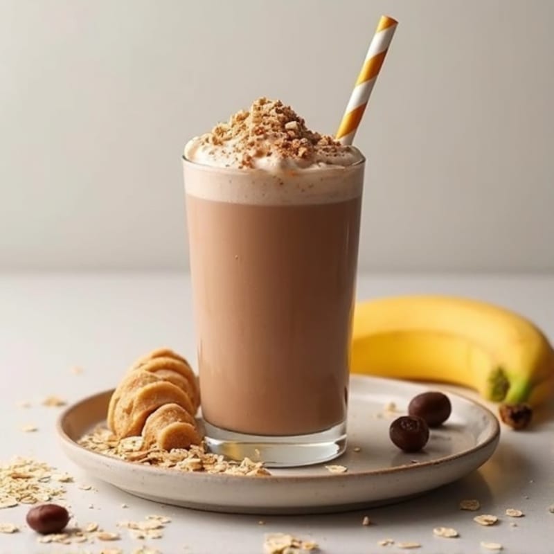 Chocolate Protein Shake with Peanut Butter and Oats