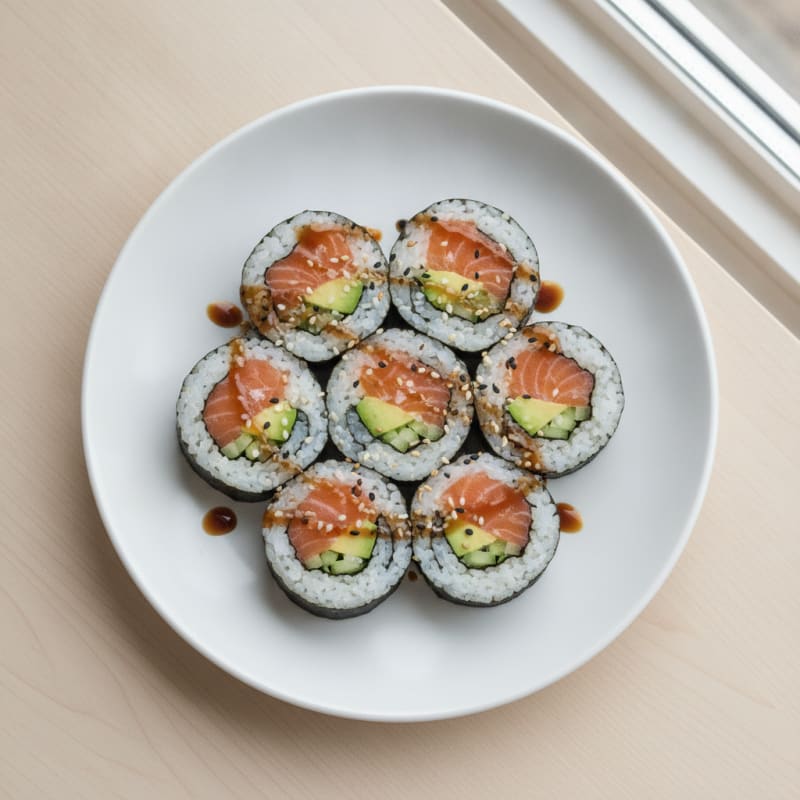 Fresh Salmon & Avocado Sushi Rolls