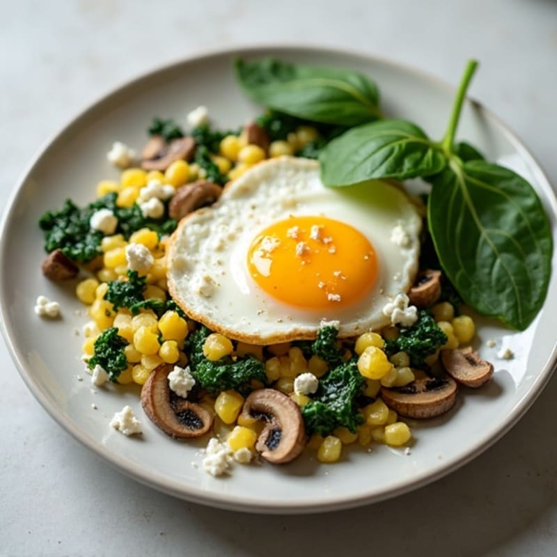 Egg White Scramble with Fresh Spinach and Sautéed Mushrooms