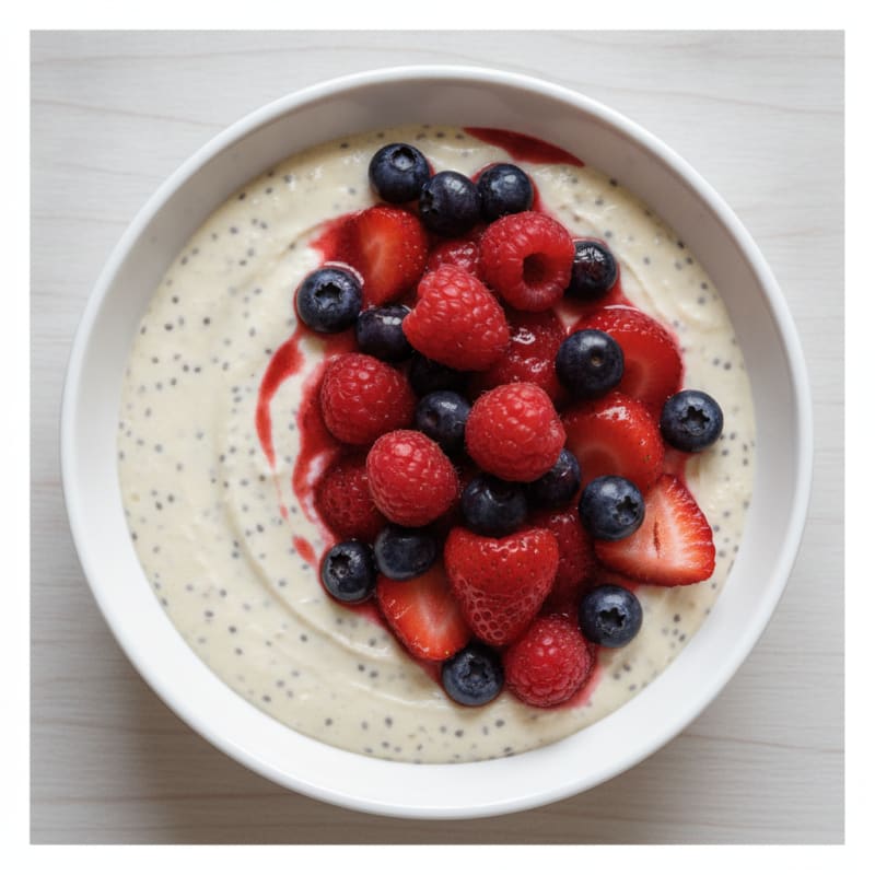 Creamy Vegan Protein Pudding with Chia and Mixed Berries