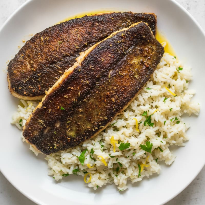 Blackened Catfish with Lemon-Herb Rice