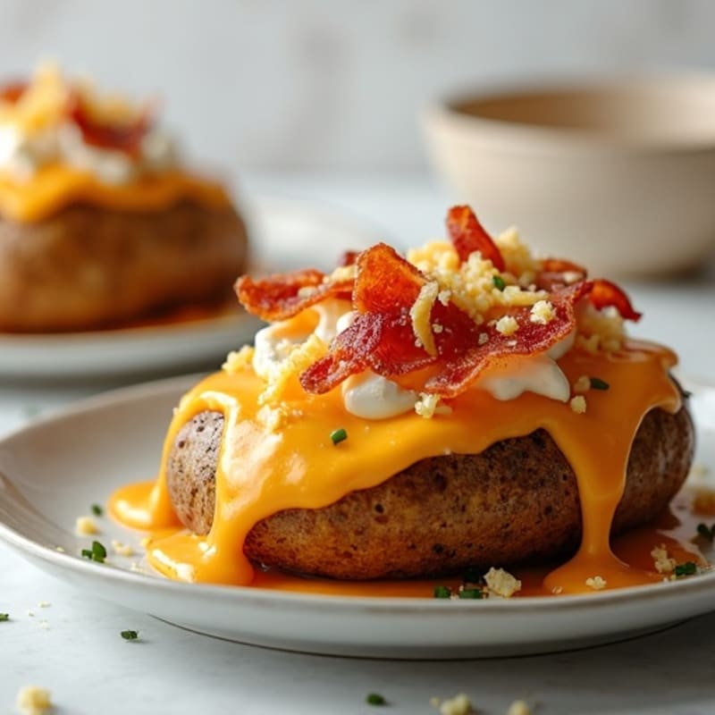 Baked Potatoes Loaded with Crispy Bacon and Creamy Cheddar