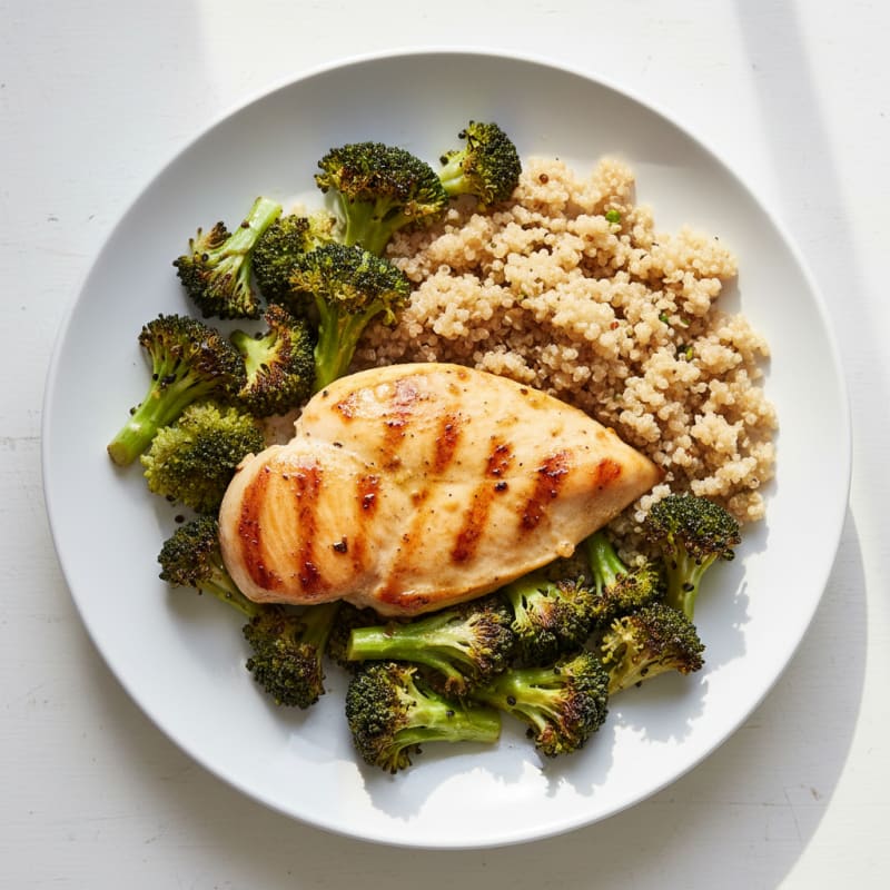 Grilled Chicken Breast with Roasted Broccoli and Quinoa