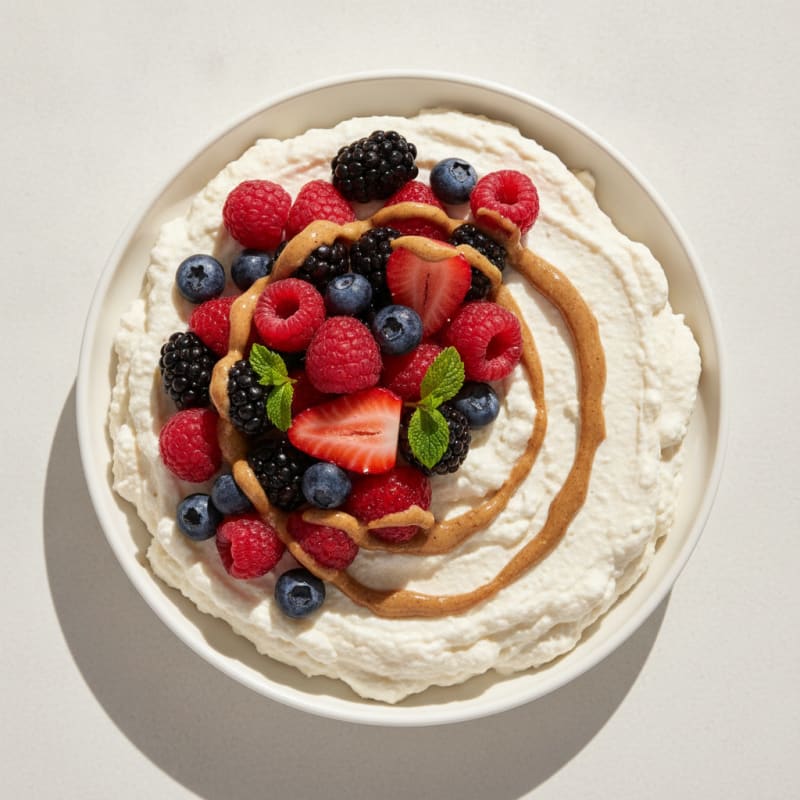 Greek Yogurt Protein Mousse with Mixed Berries