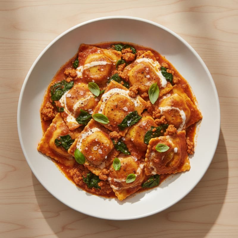 Ground Turkey Ravioli with Marinara