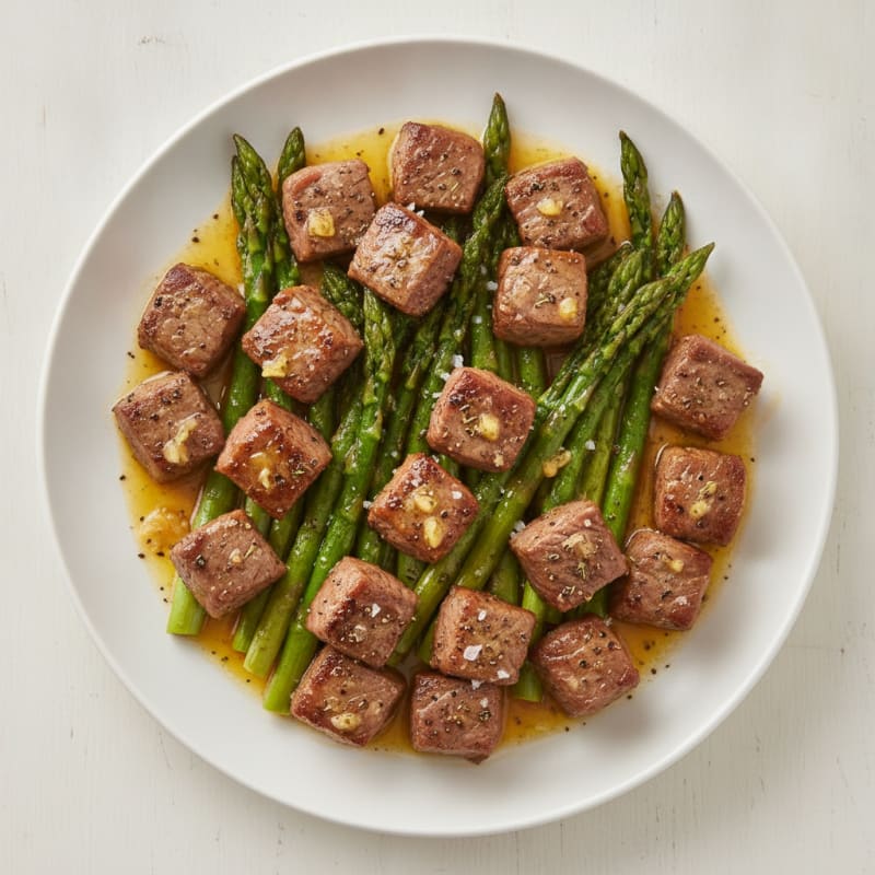 Garlic Butter Steak Bites with Asparagus
