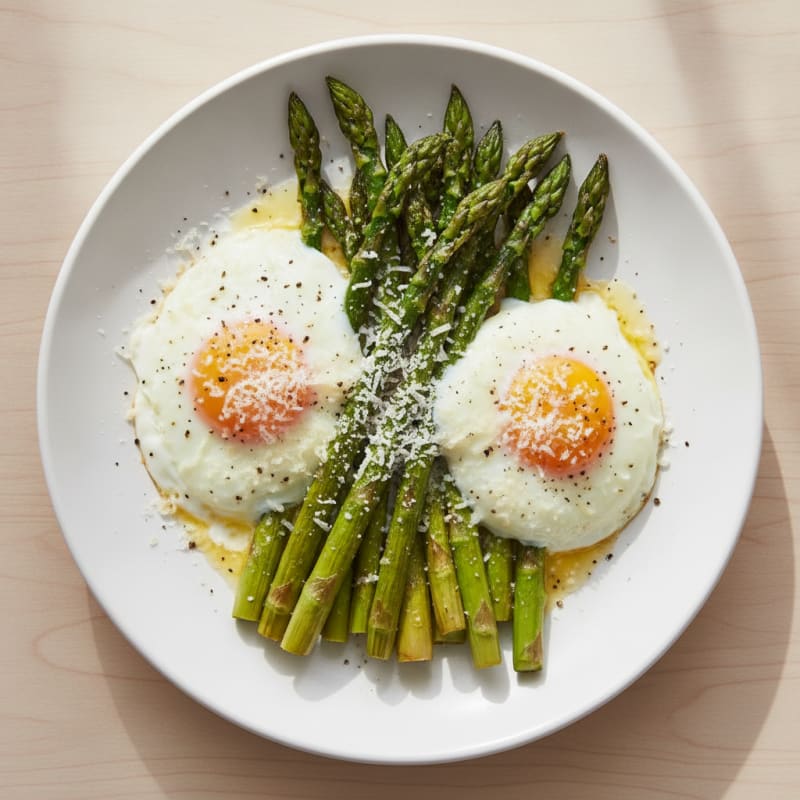 Baked Eggs with Roasted Asparagus