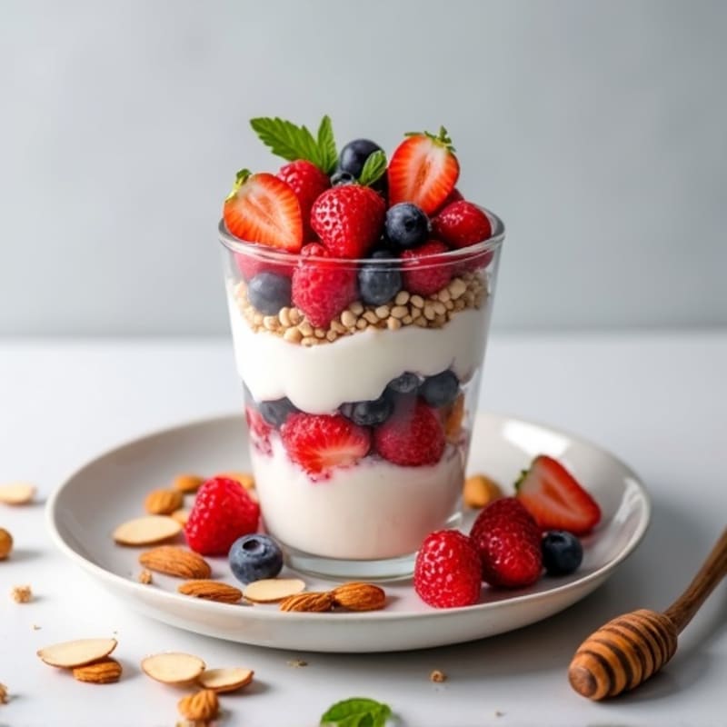Greek Yogurt Protein Parfait with Berries and Almonds