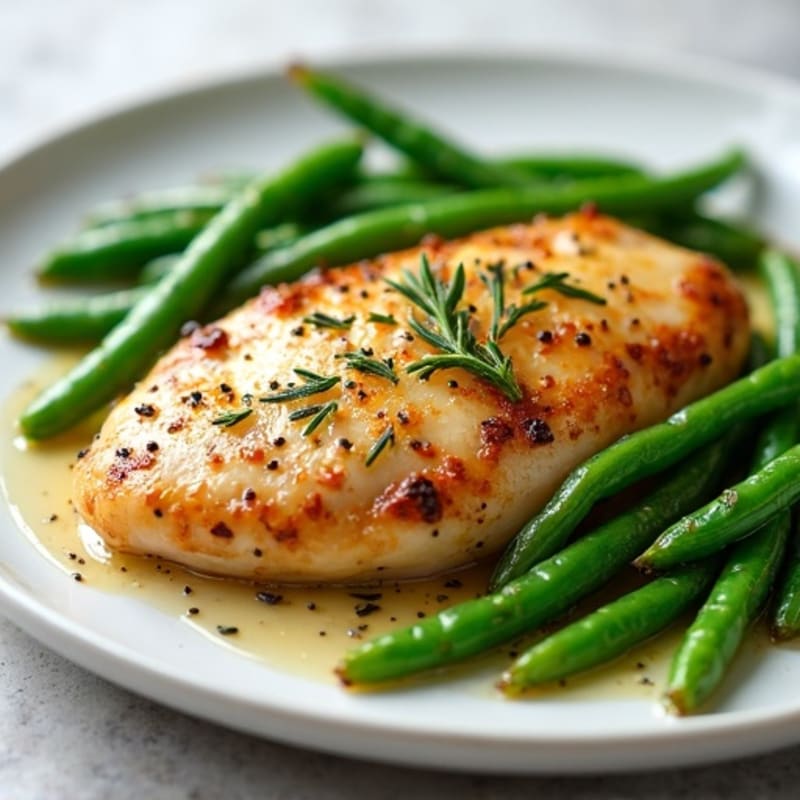 Herb-Roasted Chicken with Garlic Green Beans