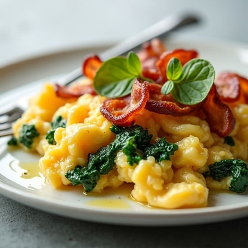 Scrambled Egg Whites with Spinach and Turkey Bacon