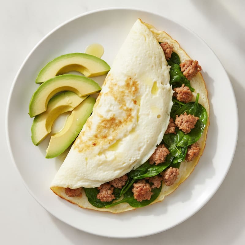 Egg White Spinach Omelet with Turkey Sausage