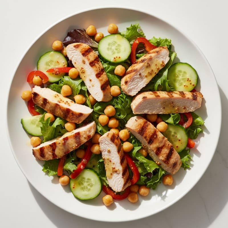 Grilled Turkey Breast Salad with Chickpeas and Crunchy Vegetables