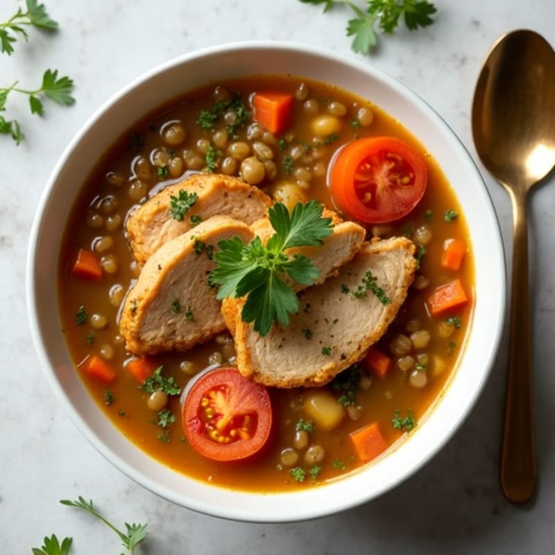 Hearty Lentil Soup with Fresh Herbs & Chicken