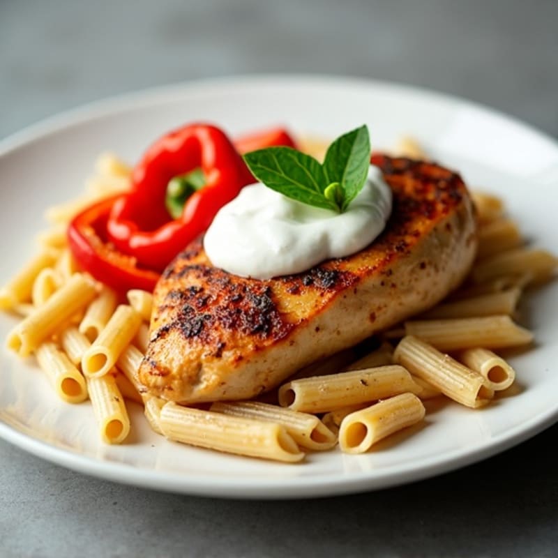 Spicy Cajun Chicken with Creamy Pasta and Roasted Bell Peppers