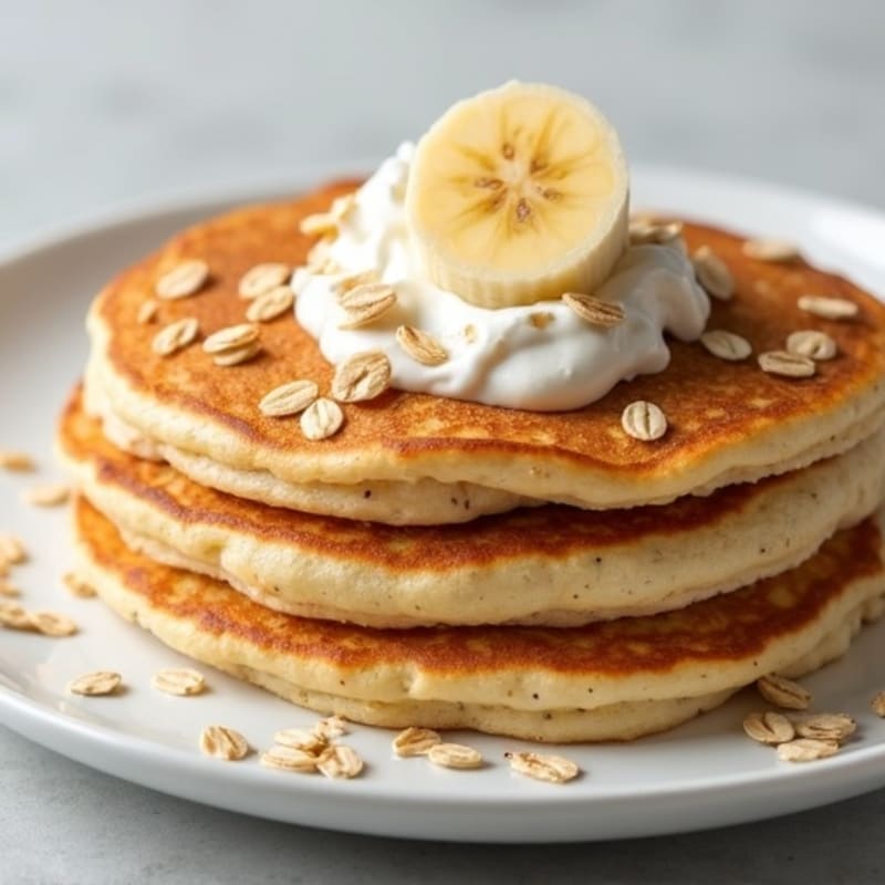 Fluffy Banana Pancakes with Creamy Cottage Cheese