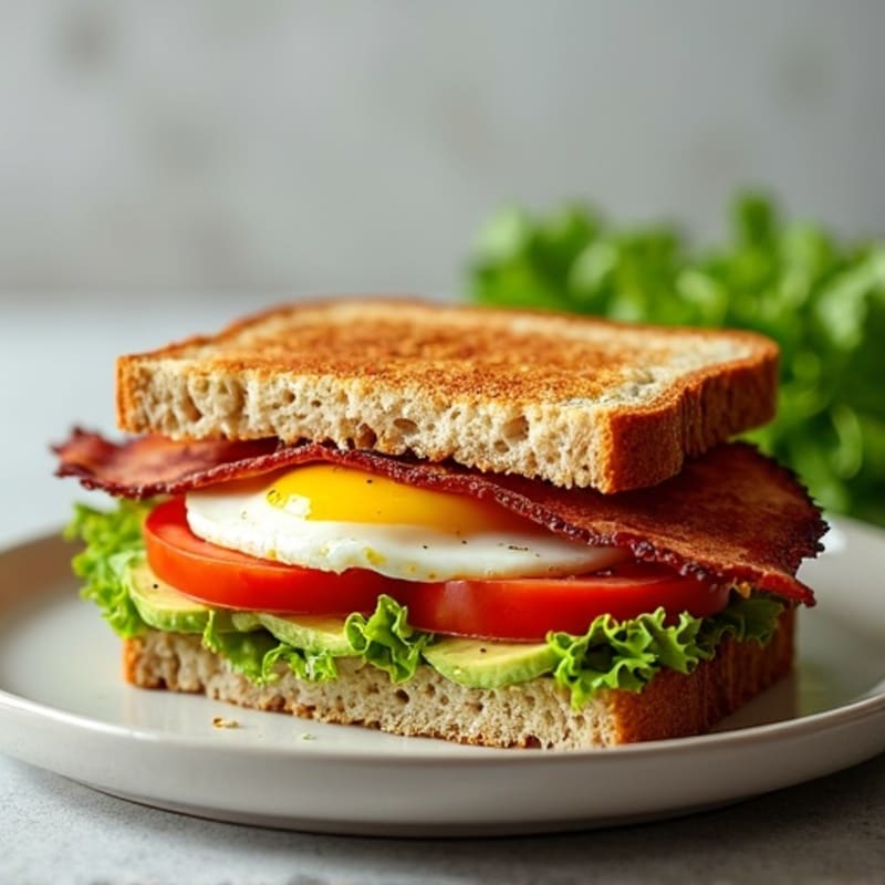 Creamy Avocado Crispy Bacon Lettuce Tomato Whole Grain Sandwich