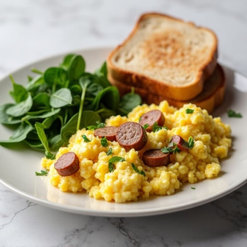 Egg White Scramble with Spinach and Turkey Sausage