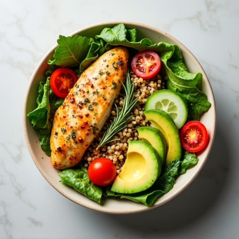 Herb-Roasted Chicken and Fresh Greens Power Bowl