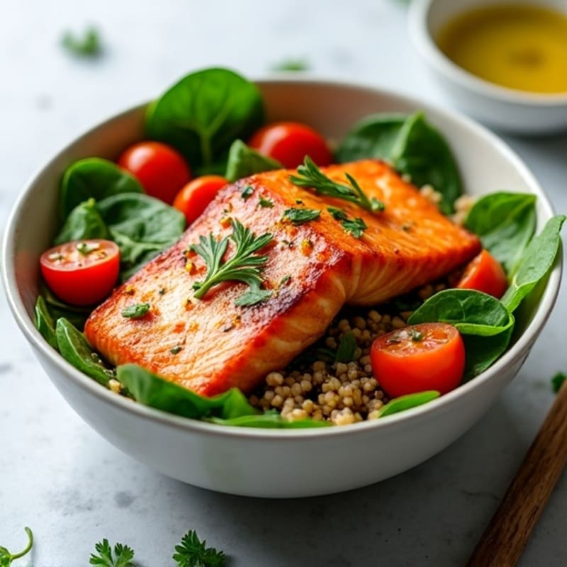 Fresh Herb-Roasted Salmon Bowl with Ancient Grains