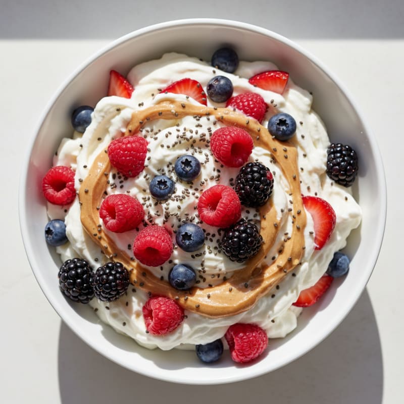 Greek Yogurt Protein Mousse with Mixed Berries