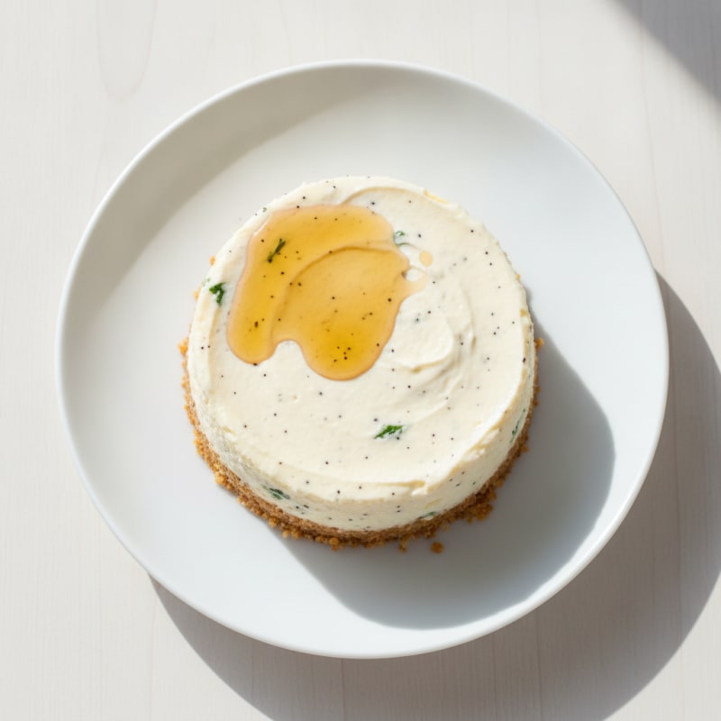 Protein Vanilla Bean Cheesecake with Almond Crust