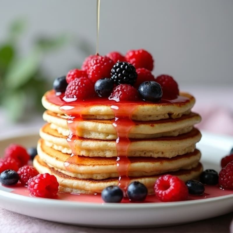 Fluffy Protein Pancakes with Berry Compote