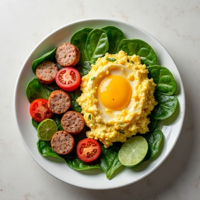 Egg White and Turkey Sausage Scramble with Spinach