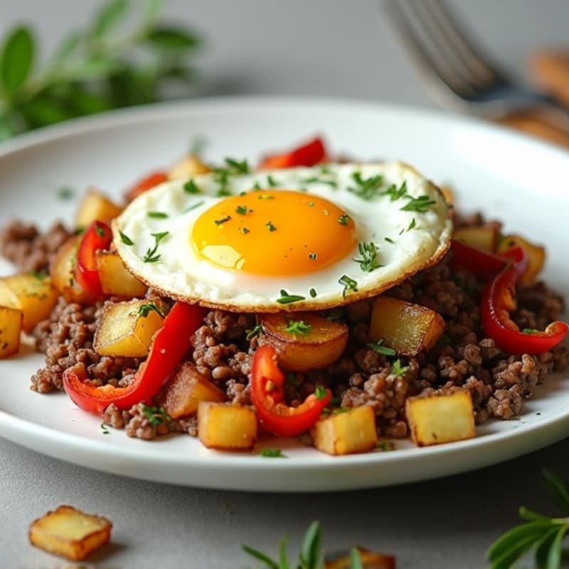 Herb-Seasoned Ground Beef and Crispy Potato Hash