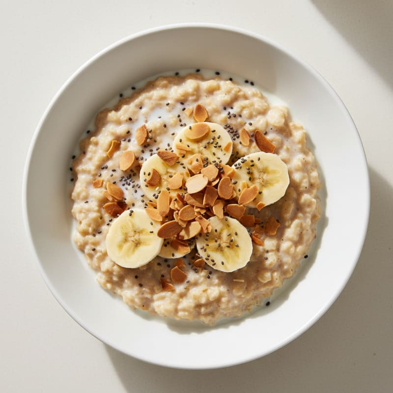 Creamy Oatmeal with Egg Whites and Sliced Almonds
